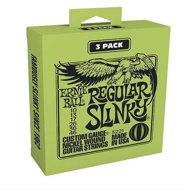 Encordoamento Ernie Ball Regular Slinky Niquel C/3 P03221
