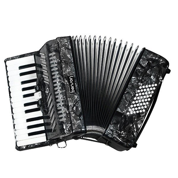 Acordeao 48 baixos Benson BAC48-3PBK preto, 3 registros