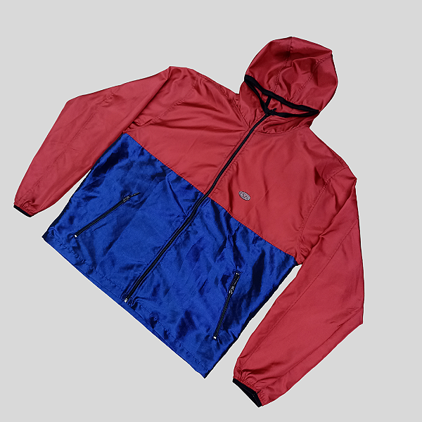 Corta vento duas cores , vermelho/azul