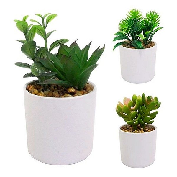 Vaso Decorativo Suculenta Cacto 12cm Melamina Branco