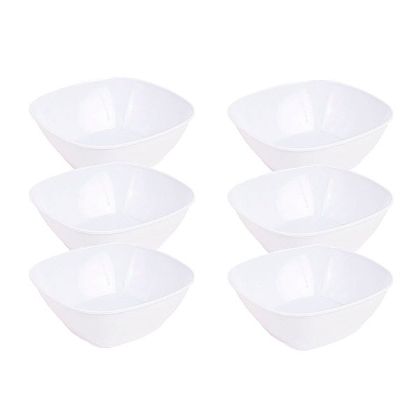 Conjunto 6 Tigelas Quadradas Fundas Multiuso Melamina 20cm