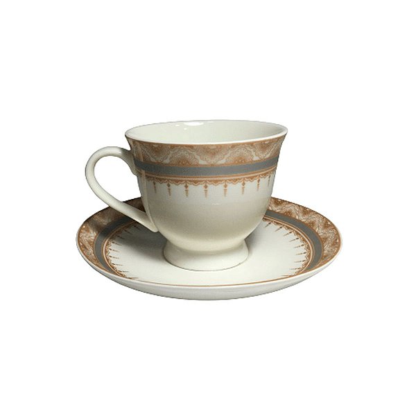 Jogo 6 Xicaras De Porcelana Com Pires Filipinas 170ml