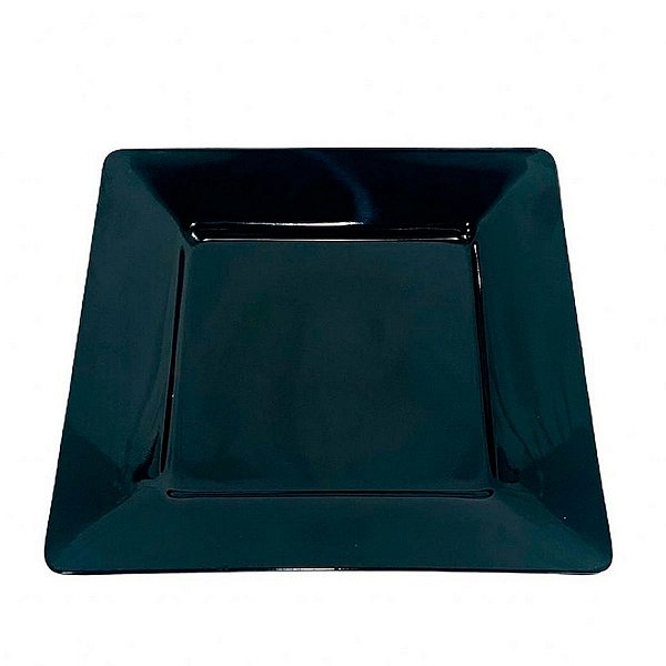 Prato Raso Em Melamina Quadrado Plástico 21cm Preto