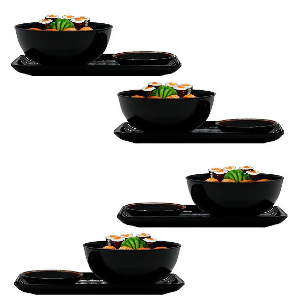 Kit Jogo Jantar Japonês Oriental Sushi 4 Pessoas 12 Peças