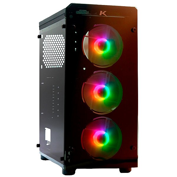 Gabinete Gamer Ktrok Com Lateral de Vidro e Fan - KT-KA-RGB