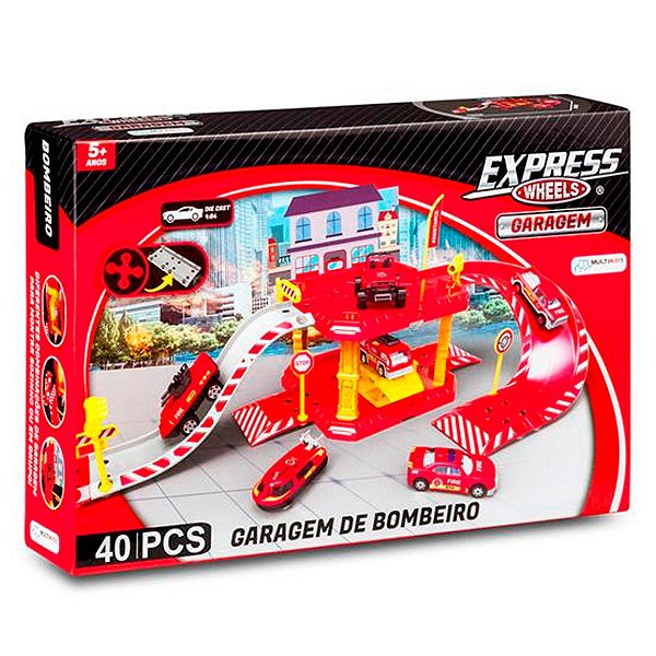 Pista Express Wheels Garagem Bombeiro 40 Peças - Br1235