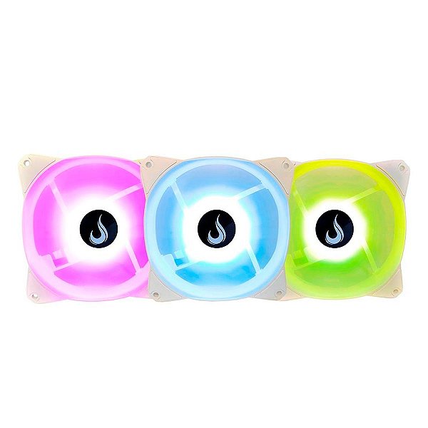 Kit Cooler FAN Rise Mode 3x120mm RGB Branco - RM-CF-02-RGB