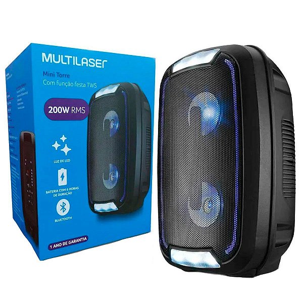 Caixa De Som 200w Multilaser SP336 Bluetooth/Fm/Usb/Sd/Aux