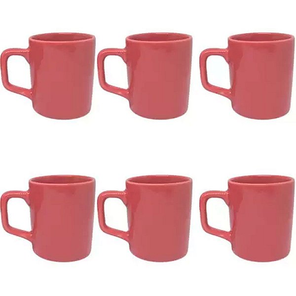 Kit 6 Pcs Xicara de Cafe - 80ML - Rosa - CAF2005