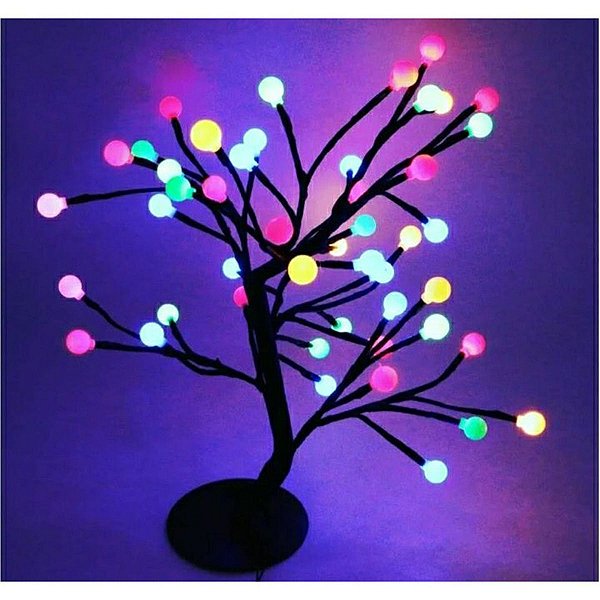 Luminária Led Arvore Cerejeira Bolinhas Coloridas 8 funções