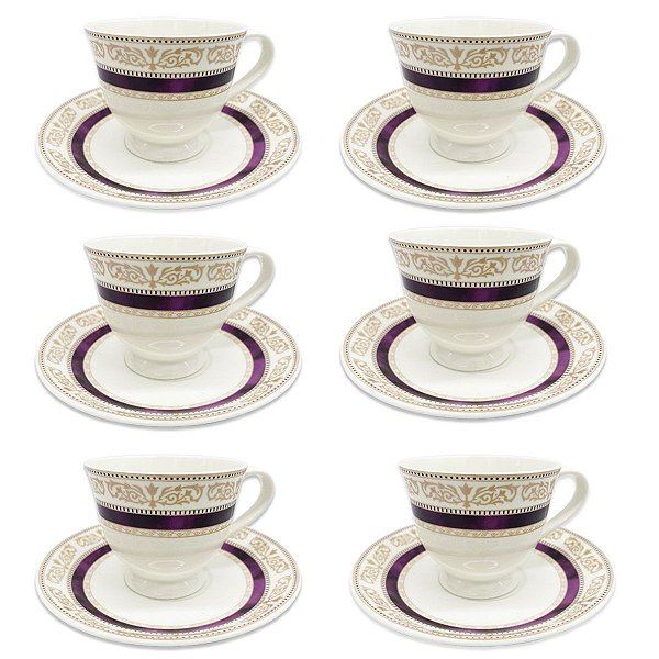 Jogo 6 Xicaras De Porcelana Com Pires México170ml