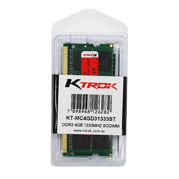 Memória Ram para Notebook Ktrok 4G DDR3 1333MHZ SODIMM