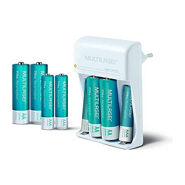 Carregador de Pilhas Multilaser 4 XAa+ 4 X Aaa-12Horas-CB093