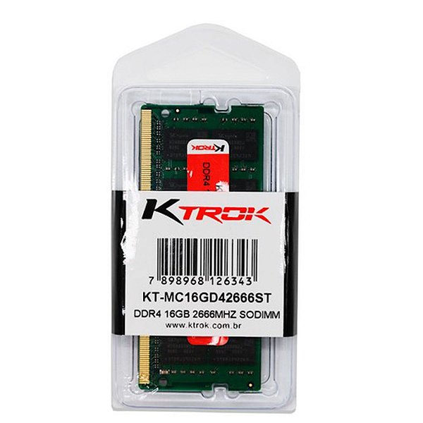 Memória Ktrok 16gb DDR4 2666Mhz Sodimm KT-MC16GD42