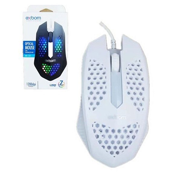 Mouse Gamer Óptico Com Fio Iluminado RGB 1200dpi Exbom Ms-C3