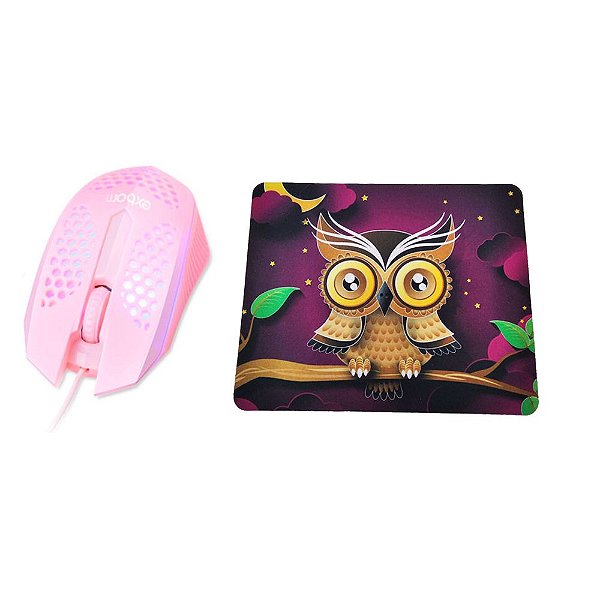 Kit Gamer Rosa Mouse e Mousepad