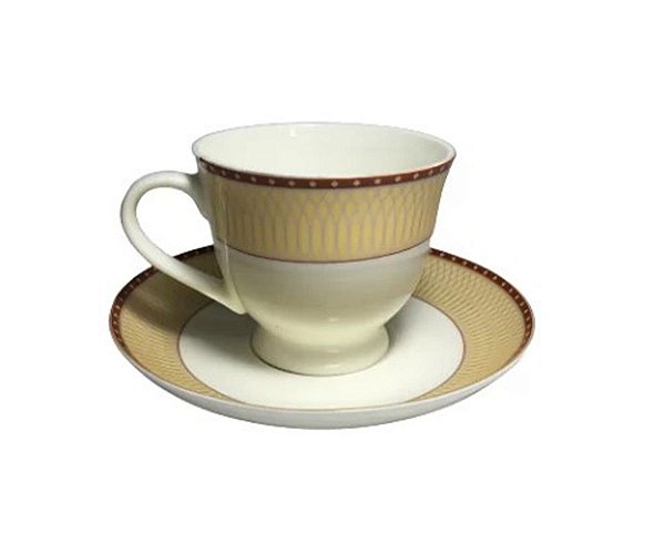 Jogo 6 Xicaras De Porcelana Com Pires Canada 170ml