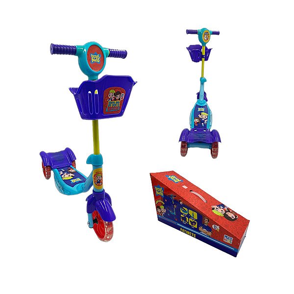 Patinete Infantil Com Cesta e Luz LED Luccas Neto Multikids