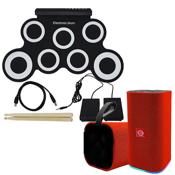 Bateria Eletrônica 5 Drums 4 Metal Portátil e Caixa de Som