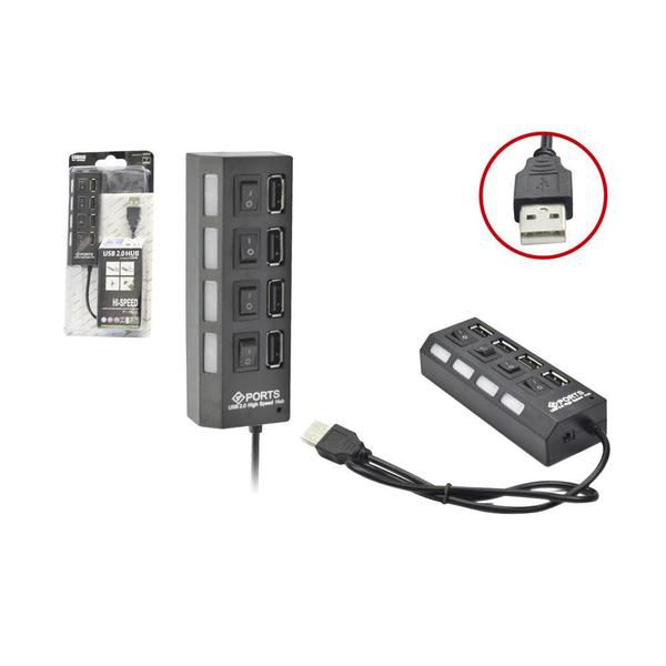 Hub 4 portas 2.0 c/porta liga – desliga | Shinka hub4p