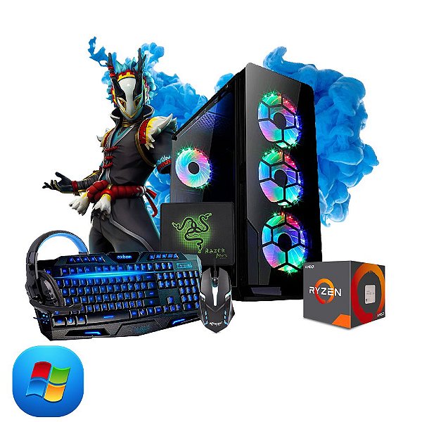 Pc Gamer Megatumii Amd Ryzen R3 3200G, 2x4gb, Hd 500gb e kit gamer