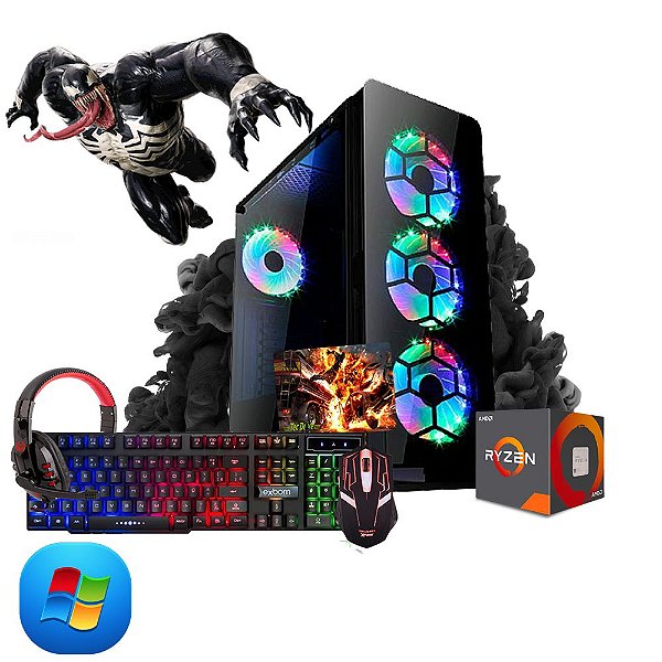 Pc Gamer Megatumii Amd Ryzen R3 3200G, 2x4gb, Hd 500gb, kit gamer semi-mecânico