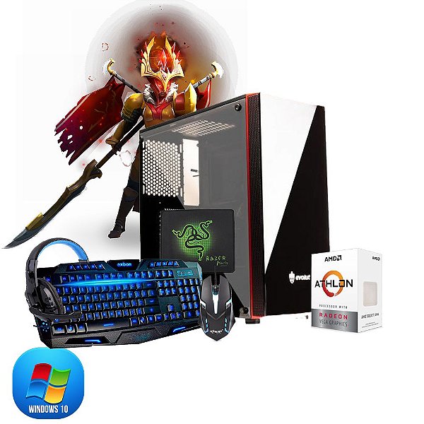 Pc Gamer Megatumi Amd Athlon 200GE, 2x4gb, Hd 500gb e kit gamer
