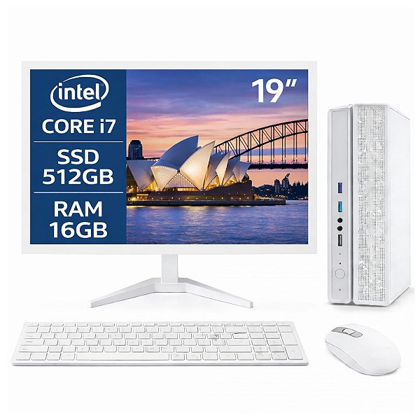 Computador MultiPc Slim Branco Completo Core i7 Geforce GT730 SSD 512GB RAM 16GB Windows 11