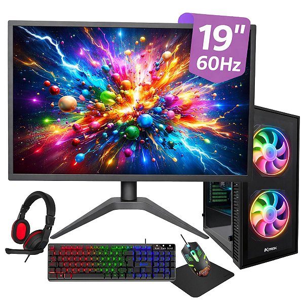 PC Gamer Completo I5 3ª Geração GPU GT730 SSD 256GB 8GB RAM Windows 11 + Monitor 19" e Kit Gamer
