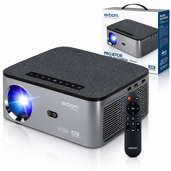 Projetor Smart Multimídia Preto Exbom 4K Android 5G com Espelhamento Sem Fio