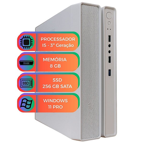 Computador Slim Branco MultiPc I5 3ª Geração RAM 8GB SSD 256GB Windows 11