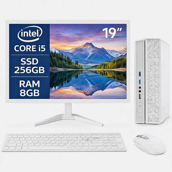 Computador MultiPc Slim Branco Completo i5 3ª Gen 8GB RAM SSD 256GB Windows 11 Pronto para Uso