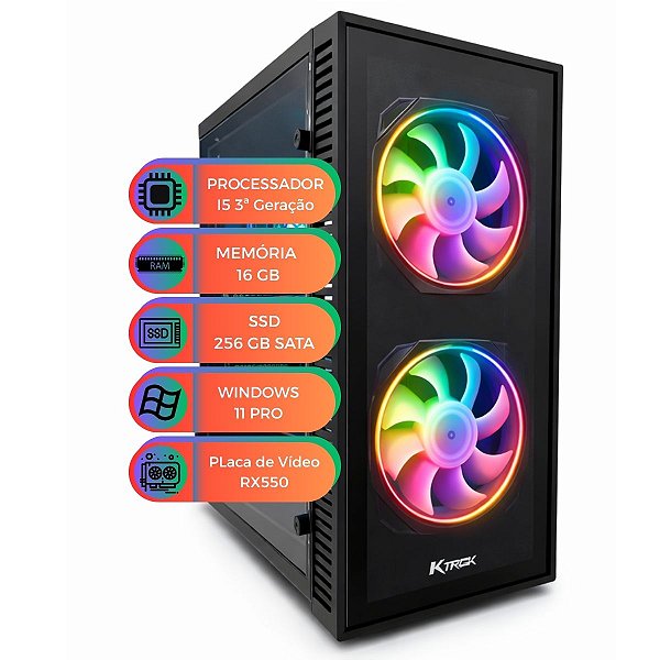 PC Gamer I5 3ª Geração RAM 16GB SSD 512GB GPU RX550 TPM 2.0 Windows 11