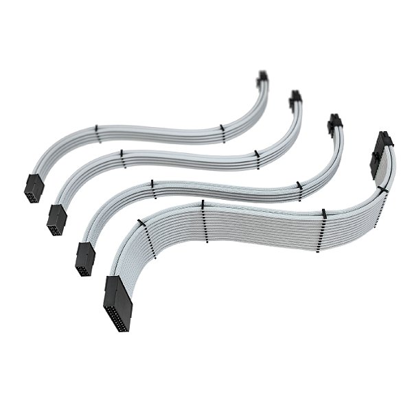 Cabo Sleeved Gamer Rise Mode Kit com 4 Full White Branco Rm-sl-fw