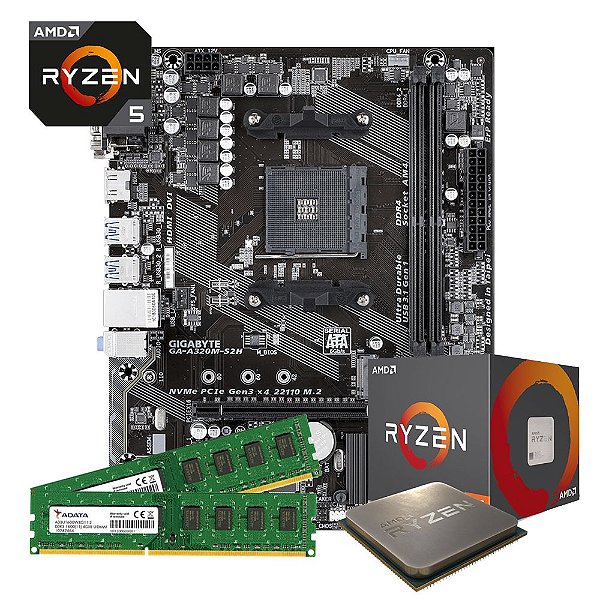 Kit Upgrade Gamer Megatumi Amd Ryzen R5 3400G Placa mãe A320m 2x4gb