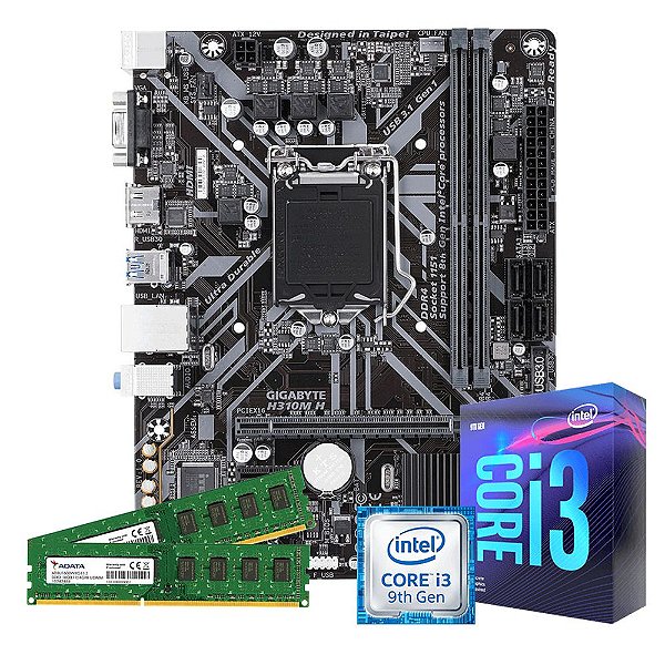 Kit Upgrade Gamer Megatumi Intel i3-9100f Placa H310m 2x4gb