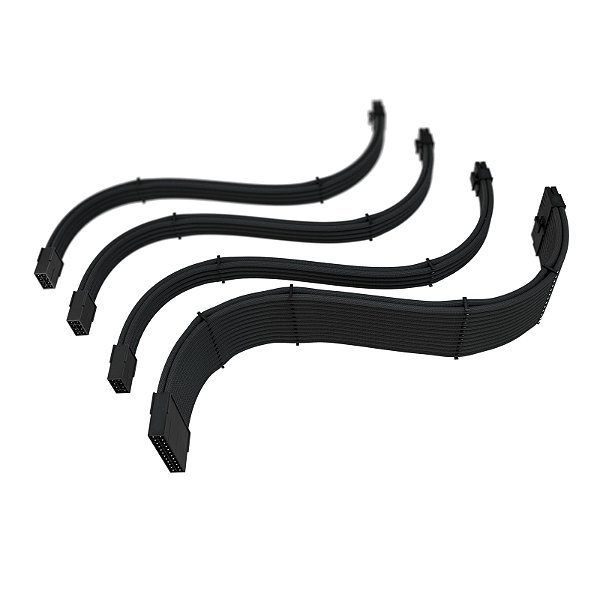 Cabo Sleeved Gamer Rise Mode Kit com 4 Full Black Preto Rm-Sl-Fb