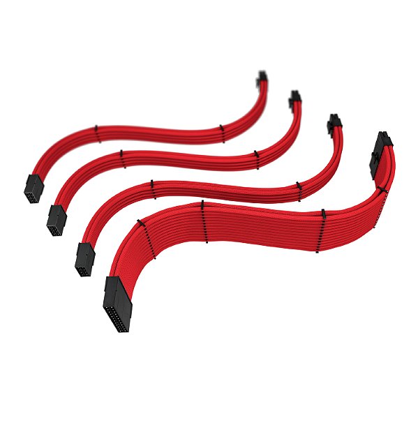 Cabo Sleeved Gamer Rise Mode Kit com 4 Full Red Vermelho Rm-Sl-Fr