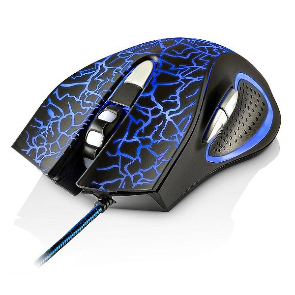 Mouse Gamer Multilaser 3200DPI 6 Botões Preto com LED MO250