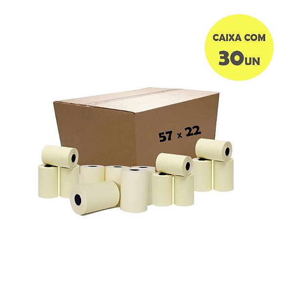 Bobina Térmica 57mm x 22m para Relógios de Ponto (Caixa com 30 unidades)
