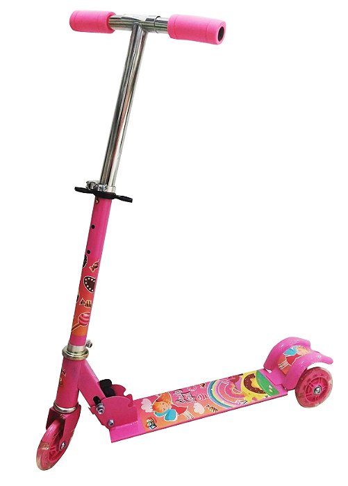 Patinete Com 3 Rodas E Luz - Rosa - SK19800-A