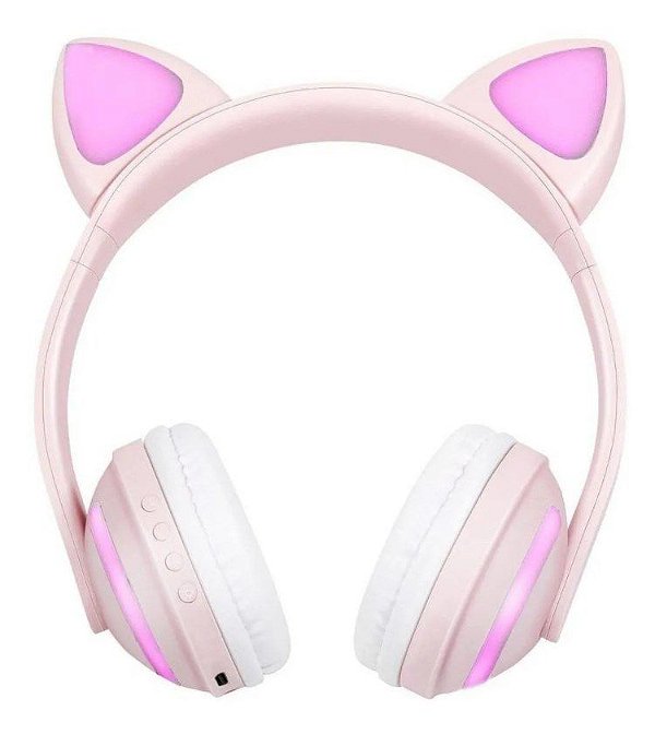 Fone de Ouvido Bluetooth de Gatinho - Rosa