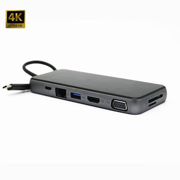 Hub Dock Station 12 em 1 USB-C 3.0 4K HDTV RJ45 VGA SD/TF