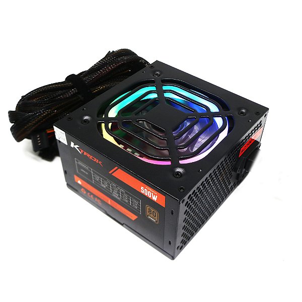Fonte Gamer RGB Ktrok 500w Real Pfc Ativo 80 Plus Bronze