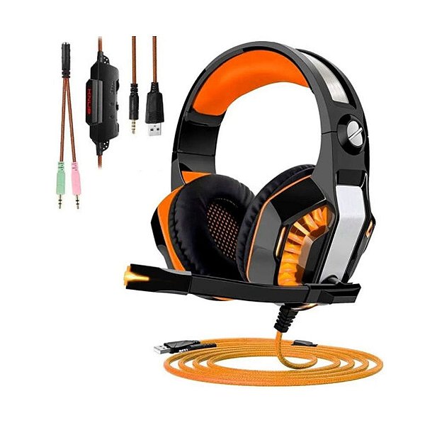 Headset Gamer com Led Laranja - MultiPlataform - PS4/XBOX/PC