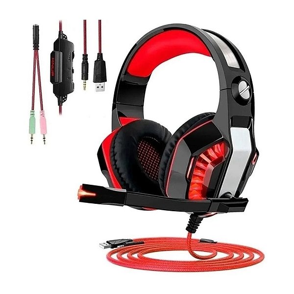 Headset Gamer com Led Vermelho - MultiPlataform- PS4/XBOX/PC