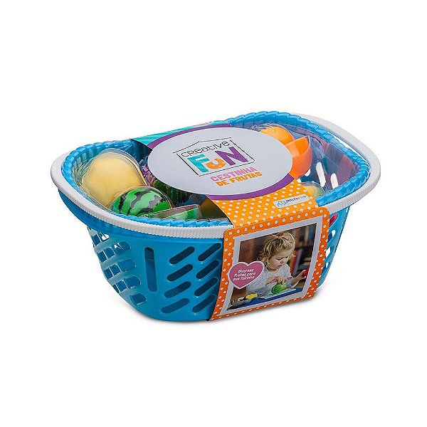 Brinquedo Infantil Cestinha De Frutas c/ Faca e Tabua