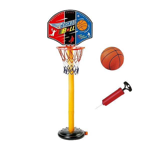 Kit Basquete com Pedestal Ajustável Bola e Bomba +8 anos
