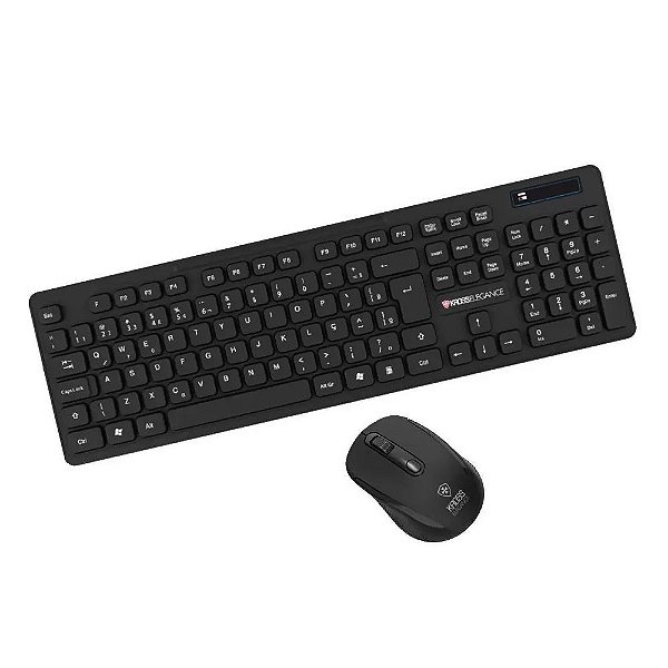 Kit Teclado e Mouse Sem Fio Wireless ABNT2