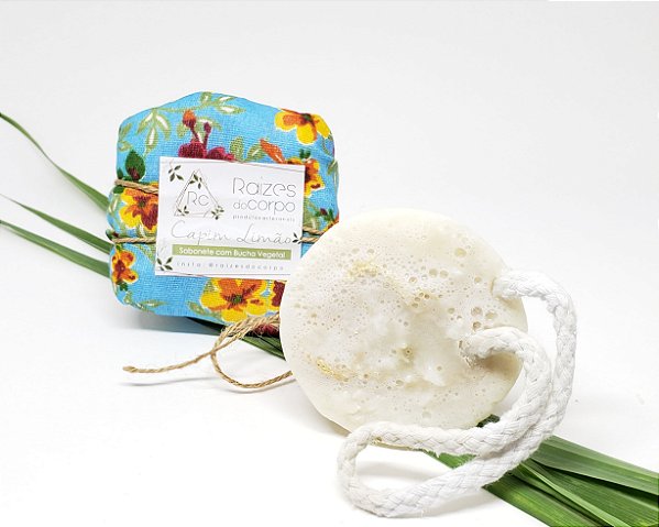 Sabonete com Bucha Vegetal Capim Limão